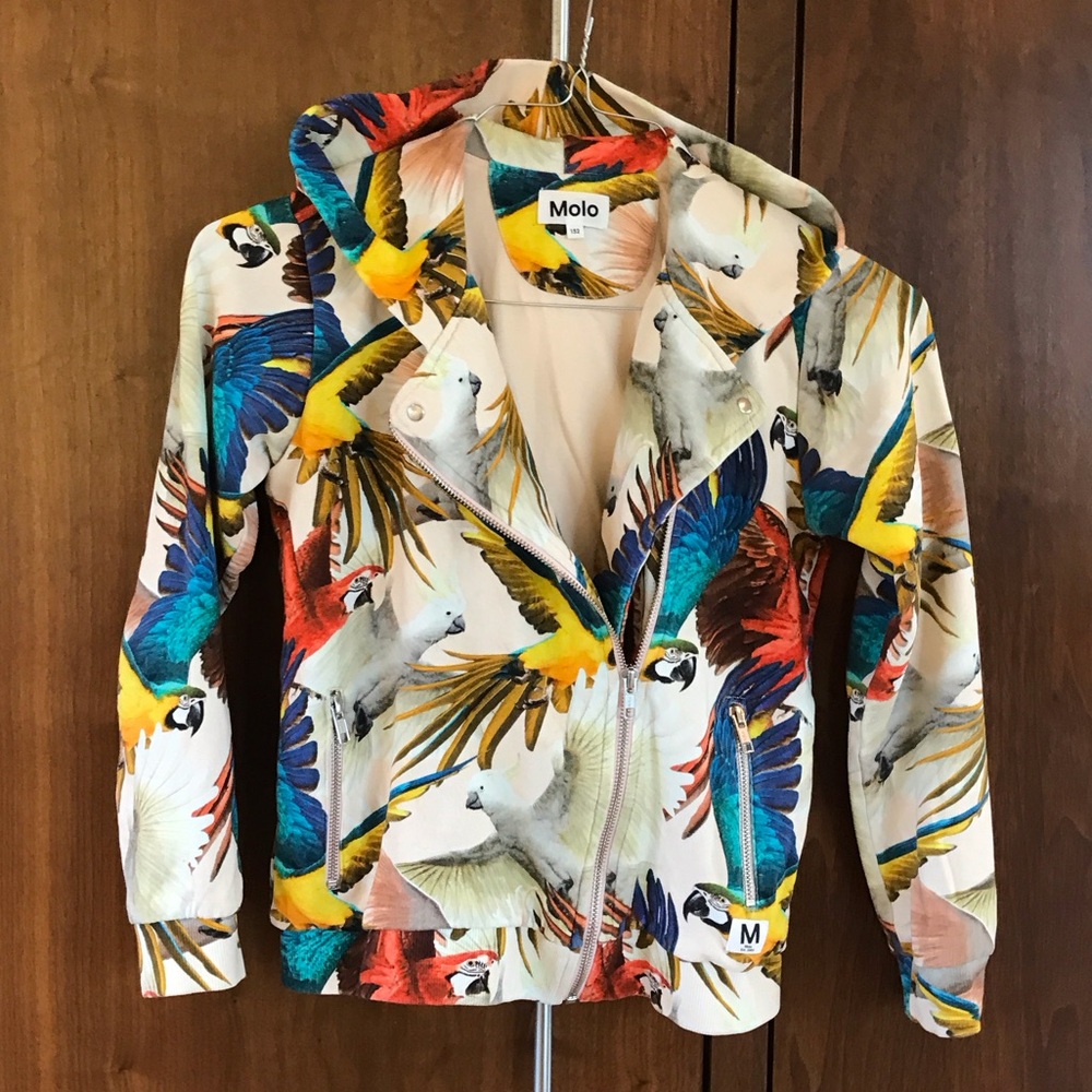 Molo Women's Vibrant Bird Print Bomber Jacket